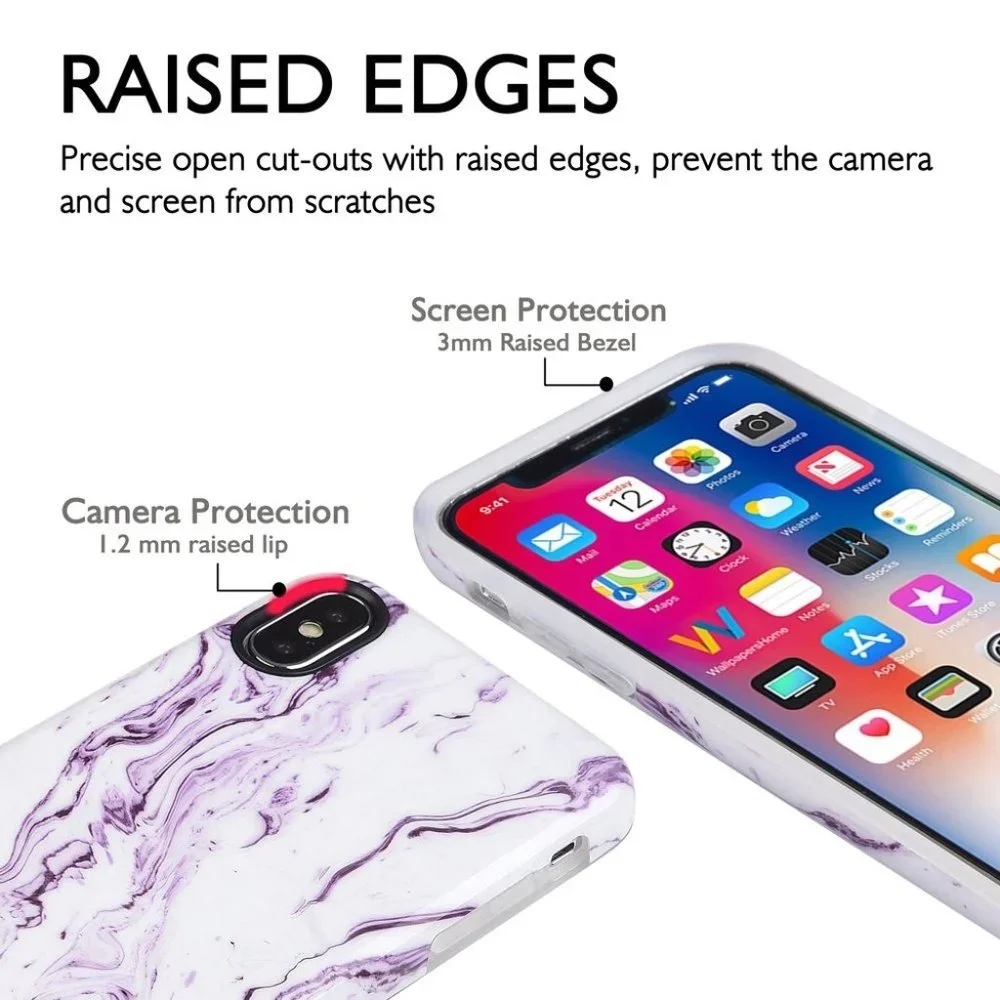NEW iPhone Xs 1Os X 10 Case Cover Purple Marble